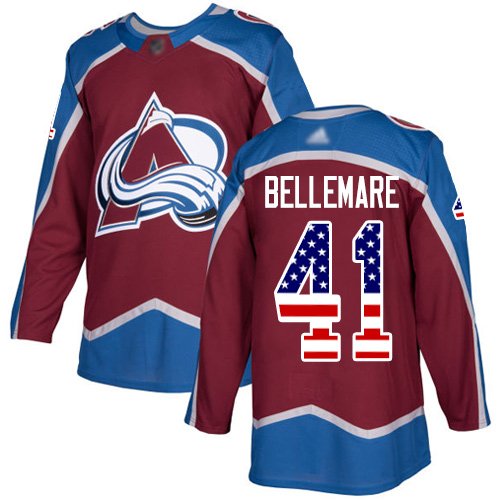 Adidas Avalanche #41 Pierre-Edouard Bellemare Burgundy Home Authentic USA Flag Stitched NHL Jersey - AVS294