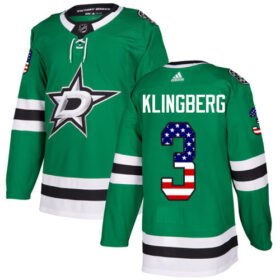 Adidas Stars #3 John Klingberg Green Home Authentic USA Flag Stitched NHL Jersey - DLS37