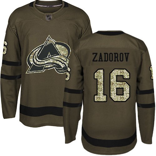 Adidas Avalanche #16 Nikita Zadorov Green Salute to Service Stitched NHL Jersey - AVS89