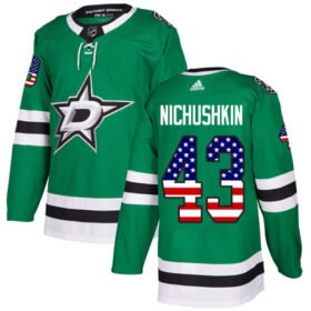 Adidas Stars #43 Valeri Nichushkin Green Home Authentic USA Flag Stitched NHL Jersey - DLS115