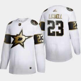 Dallas Stars #23 Esa Lindell Adidas White Golden Edition Limited Stitched NHL Jersey - DLS127