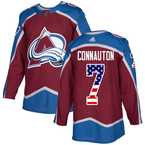 Adidas Avalanche #7 Kevin Connauton Burgundy Home Authentic USA Flag Stitched NHL Jersey - AVS73
