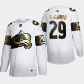 Colorado Avalanche #29 Nathan MacKinnon Adidas White Golden Edition Limited Stitched NHL Jersey - AVS308