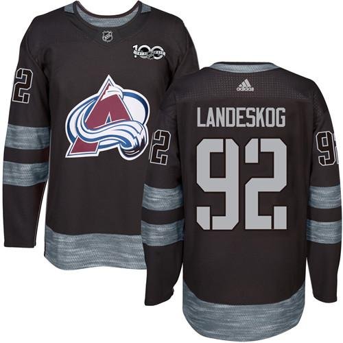 Adidas Avalanche #92 Gabriel Landeskog Black 1917-2017 100th Anniversary Stitched NHL Jersey - AVS264
