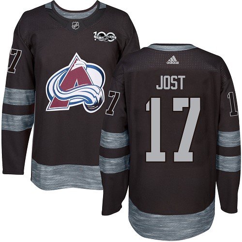 Adidas Avalanche #17 Tyson Jost Black 1917-2017 100th Anniversary Stitched NHL Jersey - AVS45