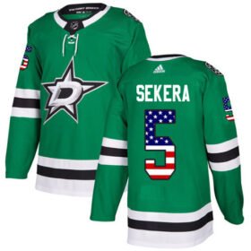 Adidas Stars #5 Andrej Sekera Green Home Authentic USA Flag Stitched NHL Jersey - DLS08