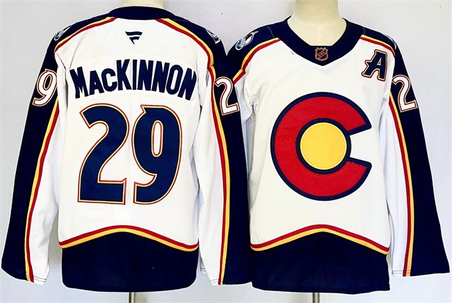 White Colorado Avalanche #29 Nathan MacKinnon Alternate With A Patch Reverse Retro Stitched Jersey - AVS46