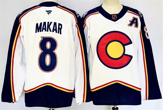 White Colorado Avalanche #8 Cale Makar 2024-25 With A Patch Reverse Retro Stitched Jersey - AVS100
