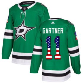 Adidas Stars #11 Mike Gartner Green Home Authentic USA Flag Stitched NHL Jersey - DLS97