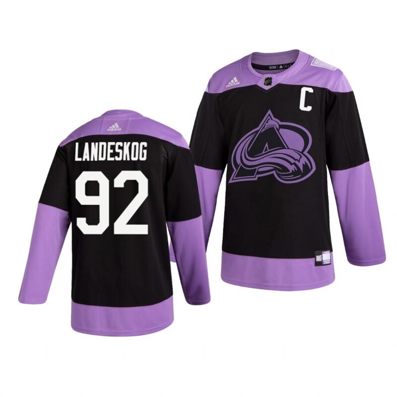 Colorado Avalanche #92 Gabriel Landeskog Adidas Hockey Fights Cancer Practice NHL Jersey Black - AVS216