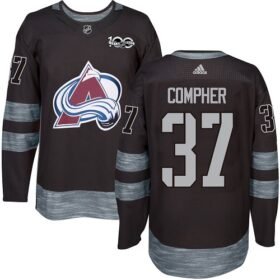 Adidas Avalanche #37 J.T. Compher Black 1917-2017 100th Anniversary Stitched NHL Jersey - AVS14