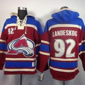 Avalanche #92 Gabriel Landeskog Red Sawyer Hooded Sweatshirt Stitched NHL Jersey - AVS97