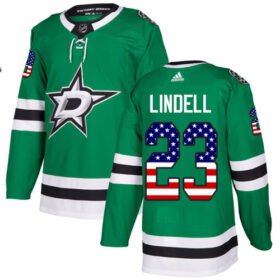 Adidas Stars #23 Esa Lindell Green Home Authentic USA Flag Stitched NHL Jersey - DLS200