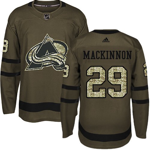 Adidas Avalanche #29 Nathan MacKinnon Green Salute to Service Stitched NHL Jersey - AVS50