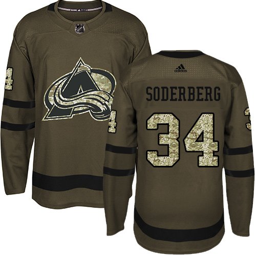 Adidas Avalanche #34 Carl Soderberg Green Salute to Service Stitched NHL Jersey - AVS224