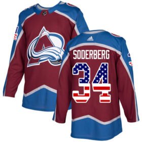Adidas Avalanche #34 Carl Soderberg Burgundy Home Authentic USA Flag Stitched NHL Jersey - AVS71