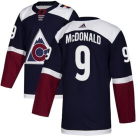 Adidas Avalanche #9 Lanny McDonald Navy Alternate Authentic Stitched NHL Jersey - AVS232