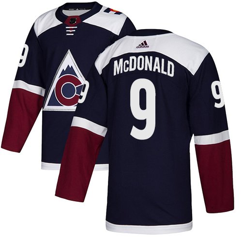 Adidas Avalanche #9 Lanny McDonald Navy Alternate Authentic Stitched NHL Jersey - AVS232