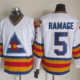 Avalanche #5 Rob Ramage White CCM Throwback Stitched NHL Jersey - AVS08