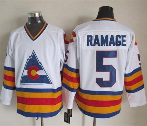 Avalanche #5 Rob Ramage White CCM Throwback Stitched NHL Jersey - AVS08