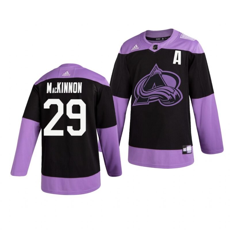 Colorado Avalanche #29 Nathan Mackinnon Adidas Hockey Fights Cancer Practice NHL Jersey Black - AVS48