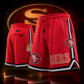 [Red] San Francisco 49ers Classic Basketball Shorts - Embroidered - BKS02