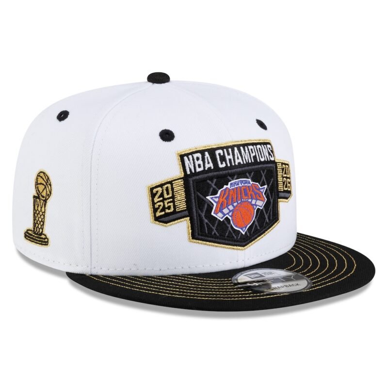 New York Knicks New Era 2026 NBA Finals Champions Locker Room 9FIFTY Snapback Hat - White/Black - KSB01