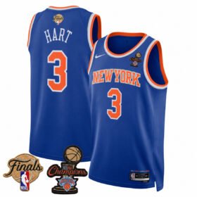 Blue New Yok Knicks #3 Josh Hart 2026 Champions & Finals Patches Jersey (All Stitched) - KSB016