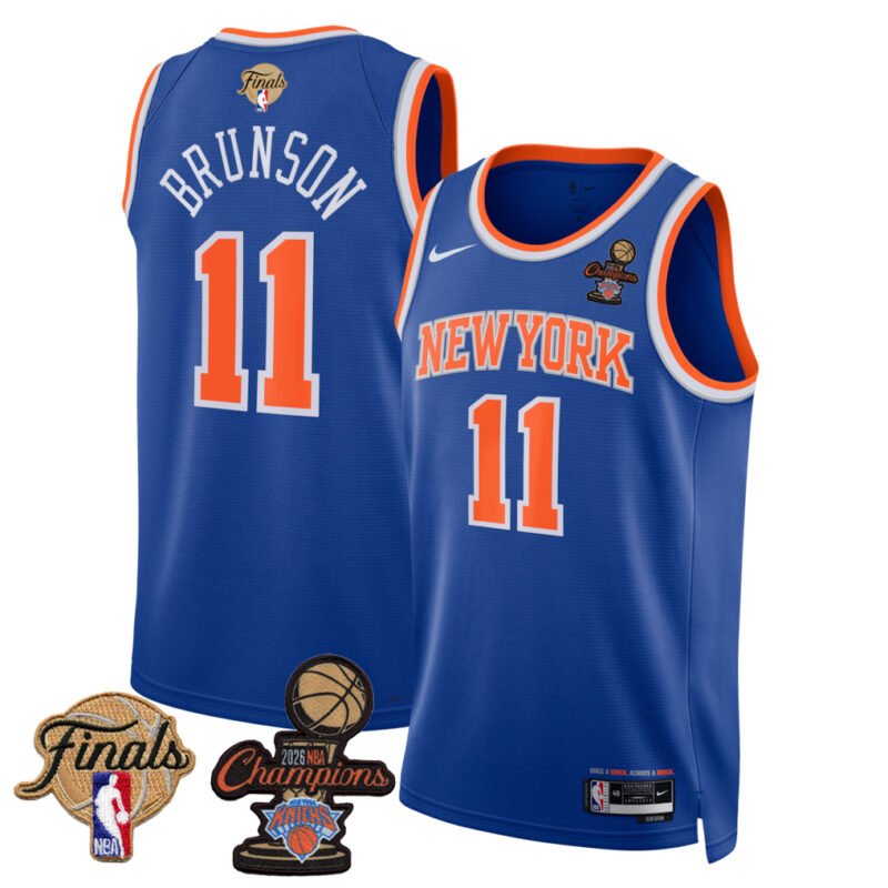 Blue New Yok Knicks #11 Jalen Brunson 2026 Champions & Finals Patches Jersey (All Stitched) - KSB013